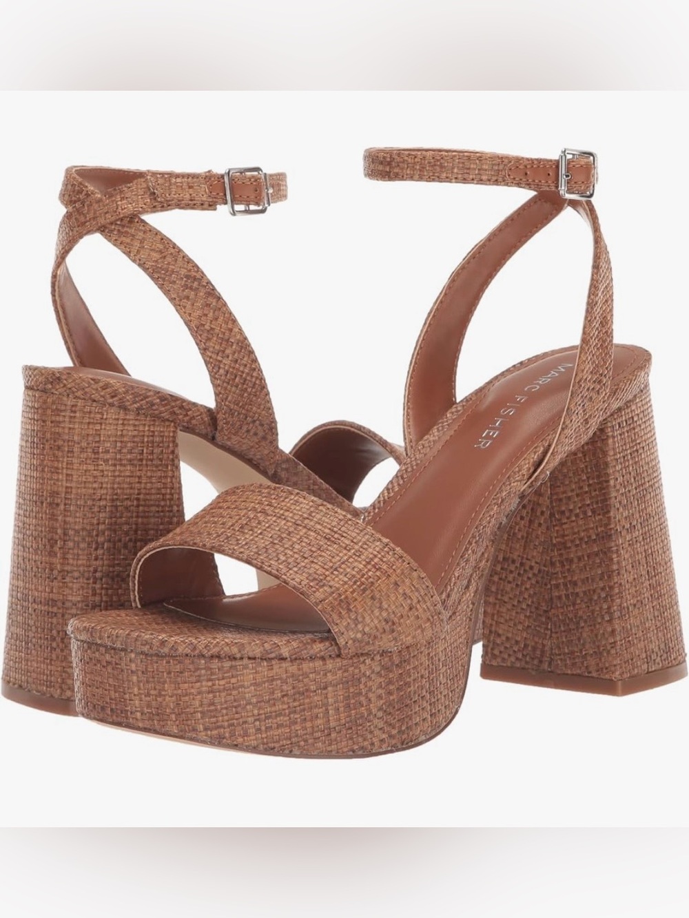 Women’s Marc Fisher Sadel Woven Platform Ankle-Strap Heeled Sandals - Size 10